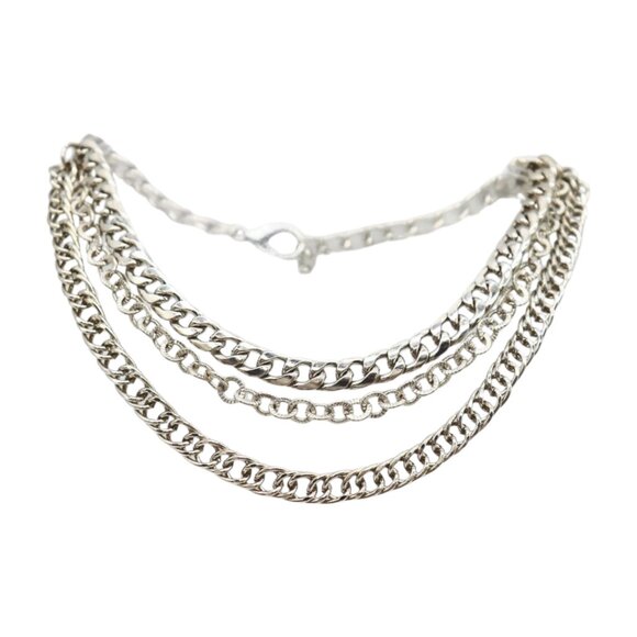 NEW Women Silver Boot Chain Bracelet Shoe 3 Strands Wave Charm Shoe Anklet SET - Picture 7 of 17